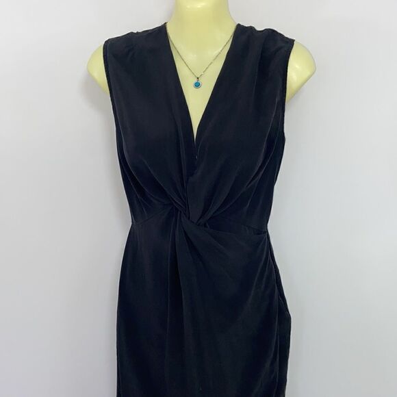 All Saints Dress “Salima” Black Silk Gathered Tie Bodice Nwot Sz 4 - Picture 5 of 9